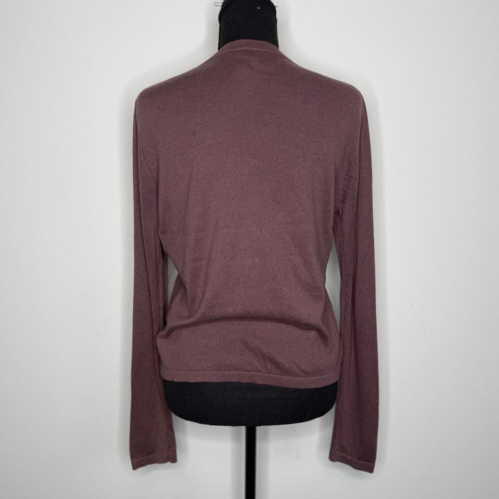 Garnet Hill Embroidered Floral Cardigan Silk Cashmere Blend Sweater M - Picture 2 of 6